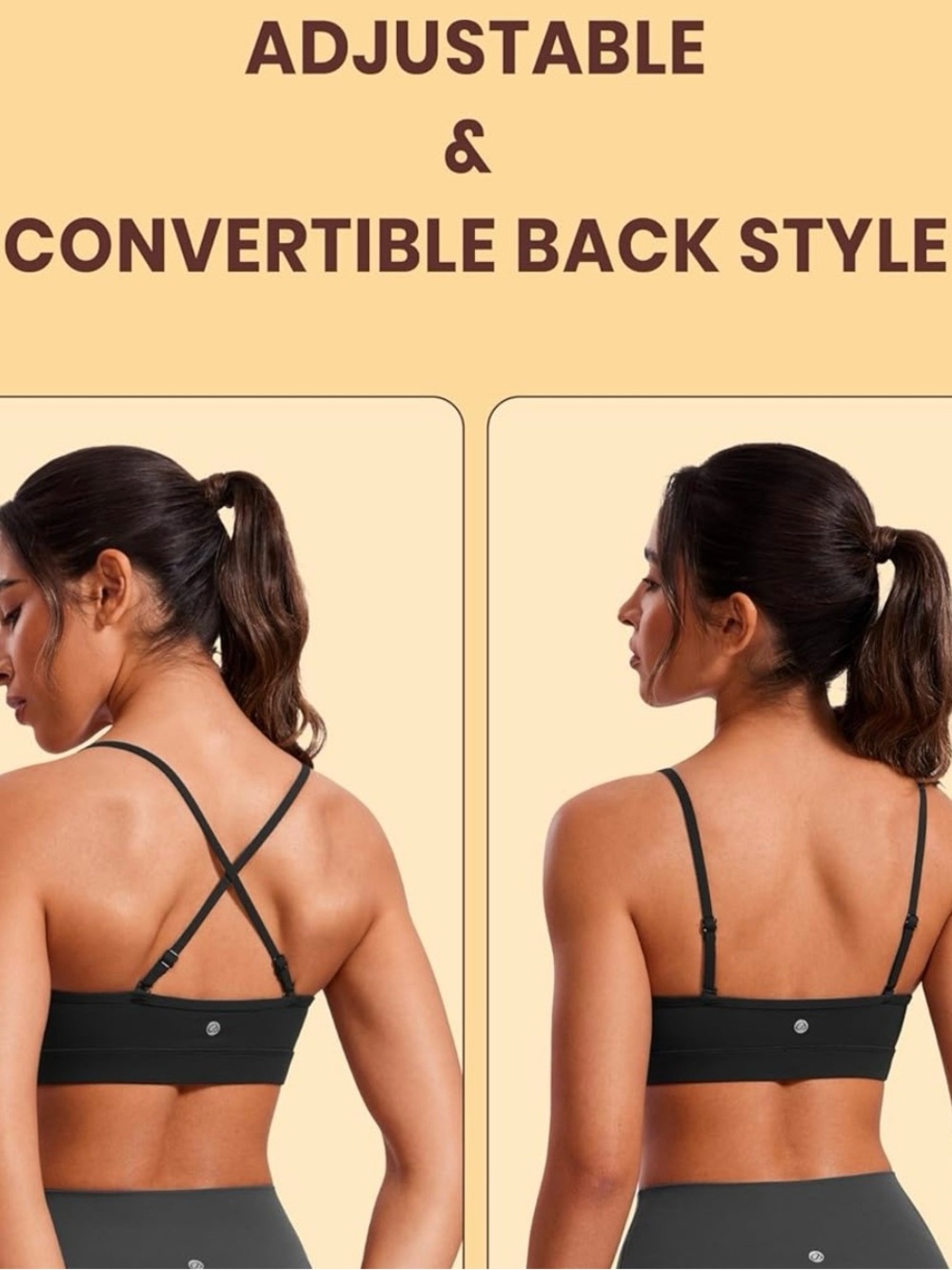 CRZ YOGA Black and White Butterluxe V-Neck Sports Bras - Set of 2 - Picture 6 of 10